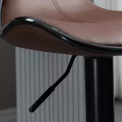 HOMCOM Adjustable Swivel Bar Stools Set of 2, Barstools with Footrest and Backrest, Steel Frame Gas Lift, for Kitchen Counter Dining Room, Brown - 8