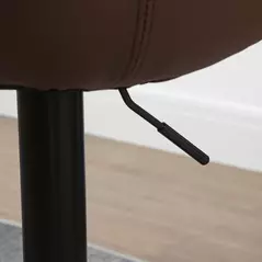 HOMCOM Adjustable Bar Stools Set of 2, Swivel PU Leather Upholstered Barstools with Tufted Seat and Back, Breakfast Bar Chairs for Kitchen Counter, Brown - 9