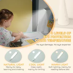 HOMCOM Kids Study Desk and Chair Set w/ Adjustable Height, Storage, Drawer, Grey - 8