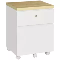 Vinsetto 2-Drawer Filing Cabinet with Lock, Mobile File Cabinet with Hanging Bars for Legal Size and Wheels, Home Office Study, White - 1