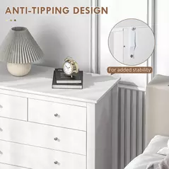 HOMCOM 5 Drawer Dresser for Bedroom, Modern Chest of Drawers, Wide Storage Unit for Living Room, Hallway, Closet, White - 6