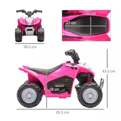 AIYAPLAY Honda Licensed Kids Electric Quad Bike, 6V ATV Ride On for Ages 1.5-3 Years, Pink - 3