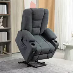 HOMCOM Electric Riser Recliner Armchair， Oversized Chair with Cup Holder & Side Pockets for Elderly in Living Room, Charcoal Grey - 2