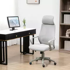 Vinsetto Ergonomic Office Chair, High Back Computer Chair, Mesh Desk Chair with Lumbar Support, Headrest, Wheel, Adjustable Height, Grey - 2