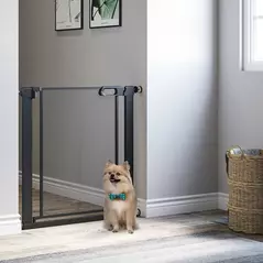 PawHut Dog Safety Gate, for Hallways, Staircases, Doors w/ Automatic Closing Door - Black - 2