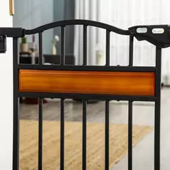 PawHut Pet Gate Safety Gate, with Cat Flap, Auto Close, for Staircases, Doorways, Hallways, 74-80cm Wide - Black - 8