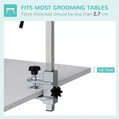 PawHut Adjustable Pet Grooming Arm, with Clamp, Haunch Holders & Grooming Loop - Sliver-Tone - 6