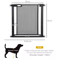 PawHut Dog Safety Gate, for Hallways, Staircases, Doors w/ Automatic Closing Door - Black - 3