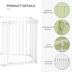 PawHut 5 Panels Pet Playpen Metal Fence w/ Walk Through Door - White - 7