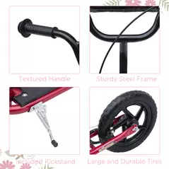 HOMCOM Kids Scooter Kick Scooter, with 12" EVA Tyres, Rear Brake, Big Wheels Scooter for 5-12 Years , Red - 6