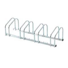 HOMCOM Bike Stand Parking Rack Floor or Wall Mount Bicycle Cycle Storage Locking Stand (4 Racks, Silver) - 1