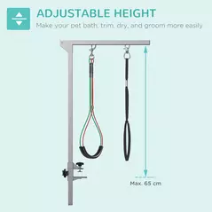 PawHut Adjustable Pet Grooming Arm, with Clamp, Haunch Holders & Grooming Loop - Sliver-Tone - 5