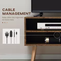 HOMCOM TV Stand Cabinet up to 55 Inches, TV Unit with Single Door and Open Shelves, Cable Holes for Living Room, Bedroom, Brown - 5