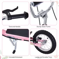 HOMCOM Kids Scooter, Teen Kick Scooter with Rubber Wheels, 16" Front Wheel, Height Adjustable Handlebar, Dual Brakes, Kick Stand, for 5+ Years, Pink - 6