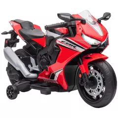 HOMCOM 6V Honda Licensed Kids Motorcycle w/ Music, Training Wheels - Red - 1
