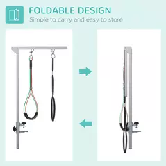 PawHut Adjustable Pet Grooming Arm, with Clamp, Haunch Holders & Grooming Loop - Sliver-Tone - 4