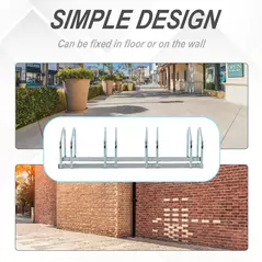 HOMCOM Bike Stand Parking Rack Floor or Wall Mount Bicycle Cycle Storage Locking Stand (4 Racks, Silver) - 6