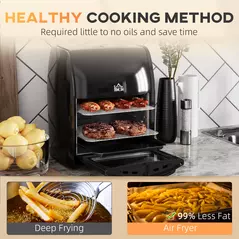 HOMCOM 12L 8 in 1 Digital Air Fryer Oven with Roast, Bake, Dehydrate, 8 Preset Modes, Rapid Air Circulation, Timer, Inner Light, Memory Function, 1800W, Dish Wash Accessory, Black - 4