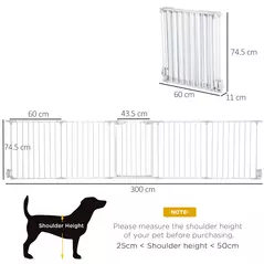 PawHut 5 Panels Pet Playpen Metal Fence w/ Walk Through Door - White - 3