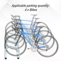 HOMCOM Bike Stand Parking Rack Floor or Wall Mount Bicycle Cycle Storage Locking Stand (4 Racks, Silver) - 4