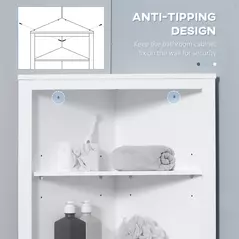kleankin Triangle Bathroom Cabinet, Corner Bathroom Storage Unit with Cupboard and 3-Tier Shelves, Free Standing, White - 7