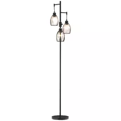 HOMCOM 3-Light Floor Lamp, 170cm Industrial Dimmable Standing Lamp with Steel Wire Cage Lampshades for Living Room, Bedroom, Dining Room, Study, Bulb Not Included, Black - 1