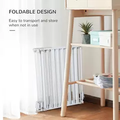 PawHut 5 Panels Pet Playpen Metal Fence w/ Walk Through Door - White - 5