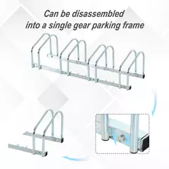 HOMCOM Bike Stand Parking Rack Floor or Wall Mount Bicycle Cycle Storage Locking Stand (4 Racks, Silver) - 5