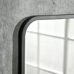 HOMCOM Modern Square Wall Mirror with Storage Shelf, 70 x 50 cm Mirrors for Living Room, Bedroom, Black - 8