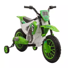 HOMCOM 12V Kids Electric Motorcycle Ride-On, with Training Wheels, for Ages 3-6 Years - Green - 1