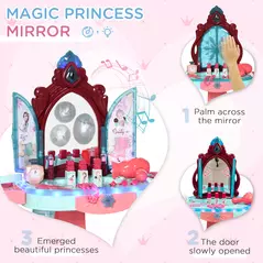 AIYAPLAY 31 Piece Kids Dressing Playset, with Magical Princess Mirror, Light and Sound - Pink and Blue - 4