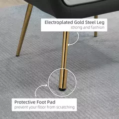 HOMCOM Velvet Armchair, Upholstered Accent Chair with Golden Steel Legs, Modern Vanity Chair for Living Room and Bedroom, Light Grey - 6