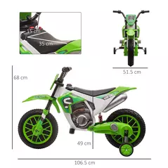 HOMCOM 12V Kids Electric Motorcycle Ride-On, with Training Wheels, for Ages 3-6 Years - Green - 3