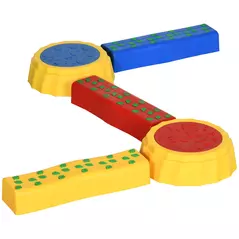 Outsunny Five-Piece Kids Stepping Stones and Balance Bridge w/ Non-Slip Surface & Bottom. for Toddlers - Multicoloured - 1