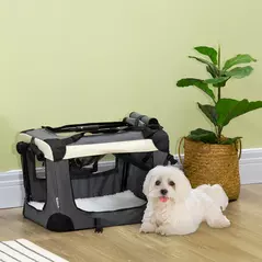 PawHut 51cm Foldable Pet Carrier, with Cushion, for Mini Dogs and Cats - Grey - 2