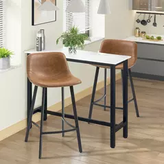 HOMCM Kitchen Stools Set of 2, 97cm Sitting Height with Integrated stable structure, Brown - 2
