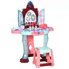AIYAPLAY 31 Piece Kids Dressing Playset, with Magical Princess Mirror, Light and Sound - Pink and Blue - 1