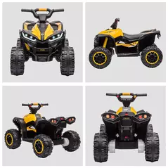HOMCOM 12V Ride-On Quad Bike w/ Music, Horn, for Ages 3+ Years - Yellow - 8
