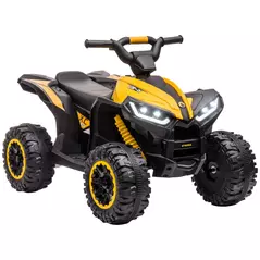 HOMCOM 12V Ride-On Quad Bike w/ Music, Horn, for Ages 3+ Years - Yellow - 1
