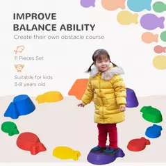 Outsunny 11 Piece Kids Balance Stepping Stones - Multicoloured - 4