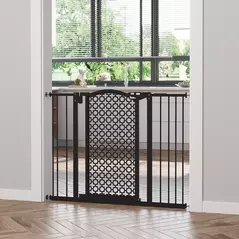 PawHut 74-105cm Pet Safety Gate Stair Barrier, with Auto Close, Double Locking - Black - 2