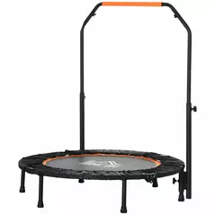 HOMCOM 40" Foldable Mini Fitness Trampoline, with Adjustable Foam Handle, Orange - 1