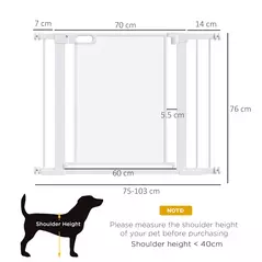 PawHut Pet Safety Gate, for Doorways, Staircases, Hallways, with Extensions Kit, 75-103cm - White - 3