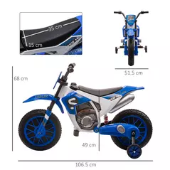 HOMCOM 12V Kids Electric Motorcycle Ride-On, with Training Wheels, for Ages 3-6 Years - Blue - 3