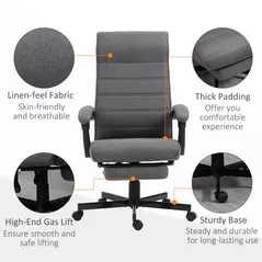 Vinsetto Office Chair, Computer Desk Chair, Fabric Swivel Chair with Adjustable Height and Rolling Wheels for Home Office Work Study, Grey - 7