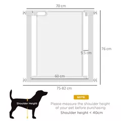 PawHut Pet Safety Gate, for Doorways, Staircases, Hallways, with 75-82cm Adjustable Width - White - 3
