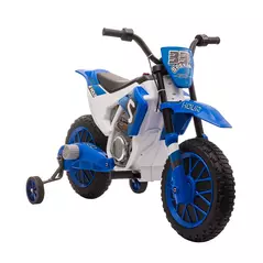 HOMCOM 12V Kids Electric Motorcycle Ride-On, with Training Wheels, for Ages 3-6 Years - Blue - 1