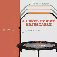 HOMCOM 40" Foldable Mini Fitness Trampoline, with Adjustable Foam Handle, Orange - 4