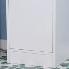 kleankin Tall Bathroom Storage Cabinet with Mirror, Narrow Bathroom Unit, Freestanding Bathroom Cupboard with Adjustable Shelves and 2 Doors, White - 9