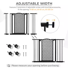 PawHut 74-105cm Pet Safety Gate Stair Barrier, with Auto Close, Double Locking - Black - 6